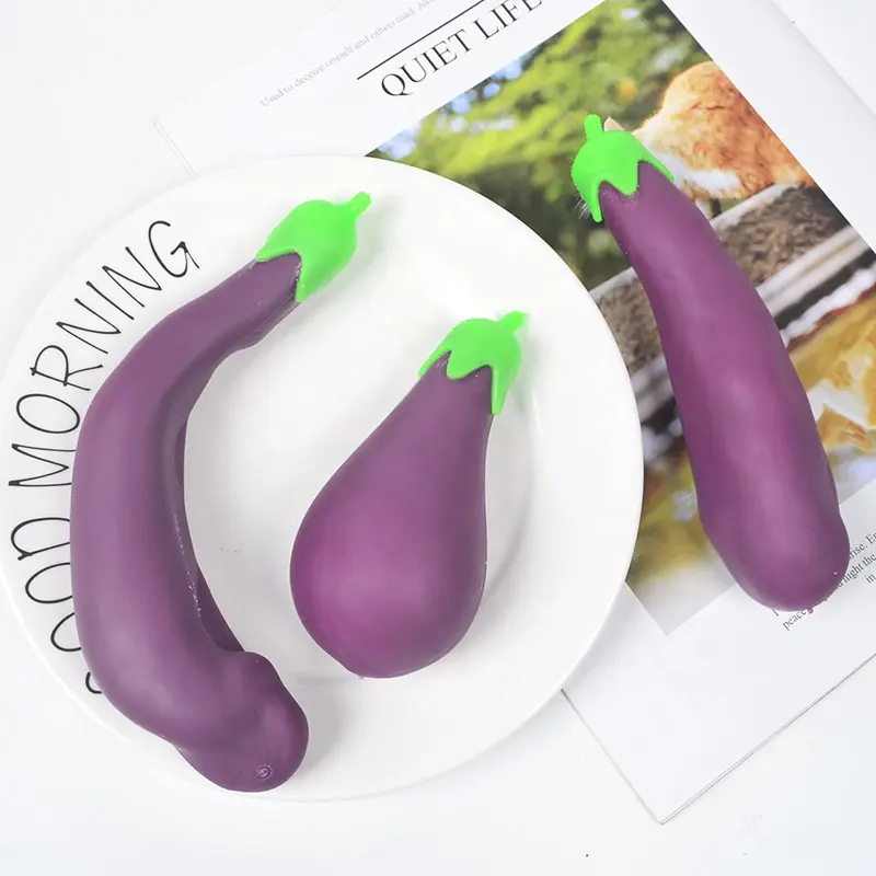 Promotional Realistic Eggplant Styling Memory Squishy Toy Soft Anti-Stress Relief Toy Wholesale Squeeze Toy