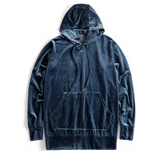 Sweat-shirt à capuche zippé en velours pour homme, couleur unie, coupe classique, décontracté, pour l'automne, avec poche avant, pull tricoté - Product Image 1