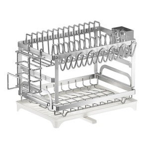 Égouttoir à vaisselle double couche Bai Heng, taille L, moderne, carré, avec plateau, séchage rapide, pour évier de cuisine - Product Image 4