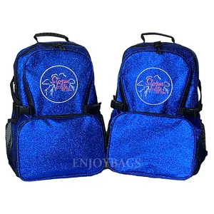 Mochilas royal blue para líderes de torcida, mochilas personalizadas com logotipo de líder de torcida, uniformes para meninas, bolsas para meninas