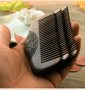 Peigne en bois de poche ZGTGLAD, bois de santal noir naturel, dents super étroites, peignes en bois anti-statiques, peigne à poux, peigne à <span class=keywords><strong>barbe</strong></span>, coiffure - Product Image 2
