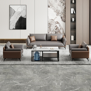 Z907 Sofá de oficina al aire libre Sala de recepción de negocios Juego de mesa de centro para tres personas para uso escolar Hospital Diseño de lujo de cuero PU - Product Image 6