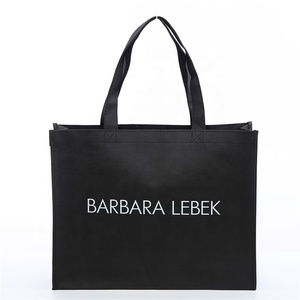 Sacs Non tissés noirs réutilisables à coudre, grands fourre-tout en tissu Non tissé, <span class=keywords><strong>sac</strong></span> de Shopping écologique, <span class=keywords><strong>sac</strong></span> d'emballage avec Logo d'entreprise - Product Image 3