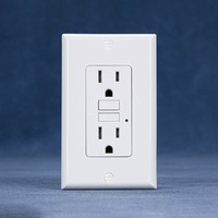 Tomacorriente GFCI de 20A, 2 Tomas de Corriente Alterna, Estándar Estadounidense, 125 Voltios, Receptáculo Dúplex, Conector Eléctrico con Tomacorriente Decorativo de Pared