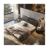 Vente en gros cadre de lit moderne usine chambre dortoir de luxe lit double en cuir et en bois