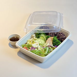 Hộp đựng thức ăn dùng một lần sinh học phân hủy được, chống dầu mỡ, làm từ bã mía, có nắp đậy - Product Image 1