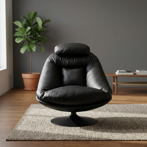 Modern Light Luxury Leather Swivel Accent Chair 360° Rotating Lazy Single <b>Sofa</b> Lounge Chair for Living Room Balcony - Product Image 3