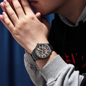 Men's Automatic Mechanical <b>Watch</b> Stainless Steel <b>Case</b> 43mm Round Dial Hollow Out Skeleton Design Luxury Fashion Style - Product Image 4