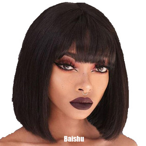 Pelucas estilo Bob al por mayor, baratas, con flequillo, esponjosas <span class=keywords><strong>y</strong></span> naturales, <span class=keywords><strong>de</strong></span> buena calidad para mujeres negras, precio al por mayor - Product Image 6