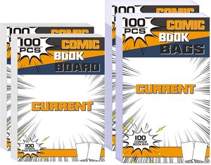 200 Pack Acid Free Current Comic Book Bags and Boards