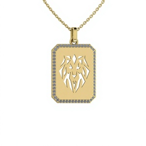High Quality 925 Solid Sterling Silver Lion Head Pendant Handmade 18 Inch Men's Necklace CZ Prong Setting <b>Christmas</b> Gift - Product Image 1
