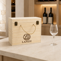 Boîte à vin en bois portable pour 6 bouteilles avec logo personnalisé professionnel, pour emballages de cadeaux de vin de luxe