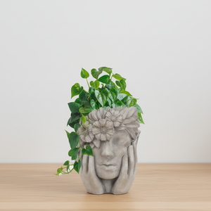 กระถางต้นไม้รูปทรงผู้หญิงประดับมงกุฎดอกไม้ ทำจากปูนซีเมนต์ ยี่ห้อ Lianda ผลิตด้วยมือ เป็นมิตรต่อสิ่งแวดล้อม เหมาะสำหรับตกแต่งบ้านและสวน บรรจุในกล่อง - Product Image 1