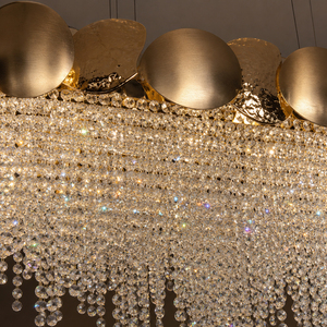 <b>Modern</b> Rectangular Crystal Bead Pendant <b>Light</b> Waterfall Shape Crystal Chandelier For High <b>Ceiling</b> Room - Product Image 4