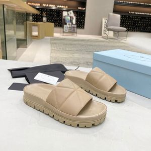 Luxury Designer Women Quilted <b>Slide</b> Slippers Chunky Lug Platform Leather Upper Anti Slip Vacation Daily Slip on Casual Footwear - Product Image 4