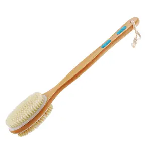 Shower Brush With Soft And Stiff Bristles Bath Dual-Sided Long Handle Back Scrubber Body Exfoliator For Wet Or Dry Brushing