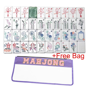 Tuiles de Mahjong Américaines en Acrylique Premium, Motifs Artistiques Peints à la Main Effet Marbre Vert, 160 Tuiles de Mahjong pour 4 Joueurs - Product Image 2