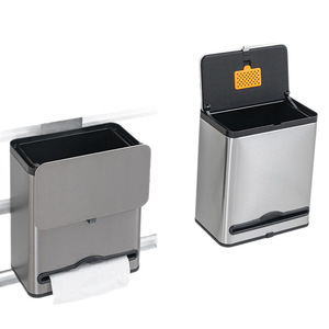 Cubo de basura de acero inoxidable de 4L con tapa para almacenamiento en gabinetes de cocina, multifunción - Product Image 3