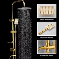 Ensemble de douche contemporain en laiton pour hôtels, avec colonne, jet de pluie doux, finition chromée polie et mitigeur à cartouche céramique