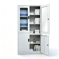 Archivadores Modernos de Acero con Puerta de Vidrio, Estantes Ajustables, Gabinete de Almacenamiento de Archivos con Cerradura para Muebles de Oficina
