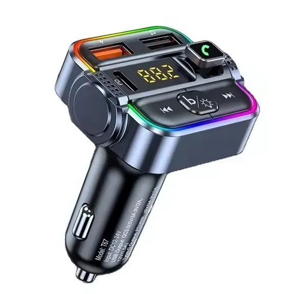 Lecteur MP3 de voiture Transmetteur FM sans fil Bluetooth 5.0 Réduction du bruit Récepteur audio Kit voiture Handfree Dual Usb Car Fast Charger