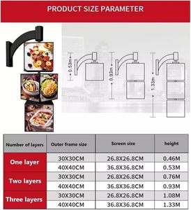 สี่เหลี่ยมจัตุรัสกลางแจ้งสี่ด้านหลายชั้น 360 °   ป้ายไฟ LED แบบหมุนได้สำหรับธุรกิจโฆษณาในร้านกาแฟ - Product Image 5