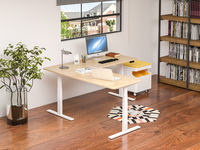 Cadre de table assis électrique incurvé en forme de L noir hauteur réglable bureau intelligent maison bureau d'ordinateur ergonomique