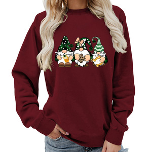 <span class=keywords><strong>Sudadera</strong></span> de Cuello Redondo para Mujer con Estampado Digital de Letras de Dibujos Animados Navideños Personalizada al por Mayor, para Otoño e Invierno - Product Image 2
