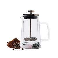 Vente en gros 350ml 650ml 1000ml Cafetière à pression française en verre borosilicaté à double paroi