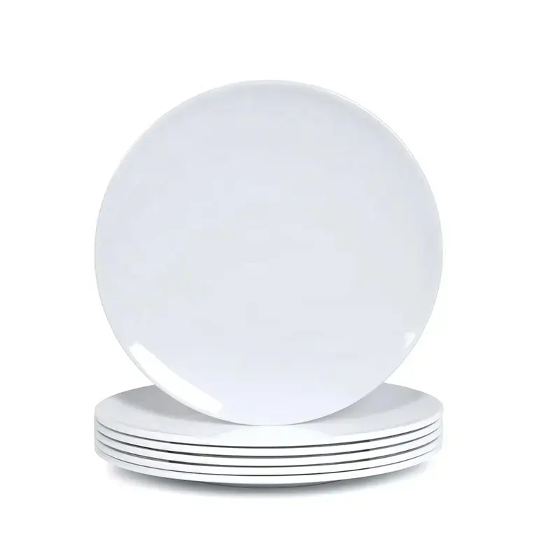 Piatto da tavola rotondo bianco commerciale da cucina piatto Multi-dimensioni in melamina