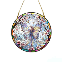 Attrape-soleil en verre Art Déco en cristal artificiel coloré transparent haute définition, 3 pouces, motif oiseaux vitraux thème Brid