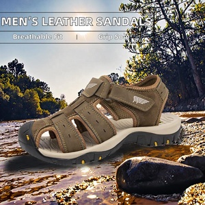 Chaussures d'eau pour hommes respirantes à bout fermé avec bande élastique, tige en cuir véritable, semelle intermédiaire en EVA, semelle extérieure en caoutchouc antidérapante - Product Image 2
