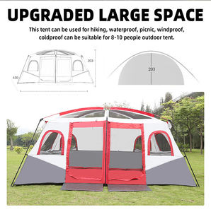 Tenda da campeggio per famiglie grandi 210T per 10 persone 2 camere 1 soggiorno resistente in tessuto Oxford tetto apribile all'aperto per la <span class=keywords><strong>vista</strong></span> del cielo chiaro - Product Image 5