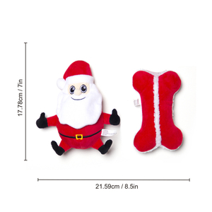 Juguetes para mascotas XMAS PLUSH - MATES - DIPPY SANTA W/BONE - RED + Personalizar juguetes de peluche - Product Image 5