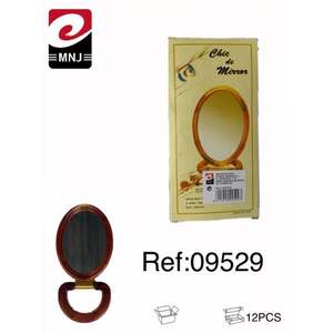 ESPEJO Miroir de salle de bain elliptique double face, taille 5, forme ovale avec cadre en bois - Product Image 1