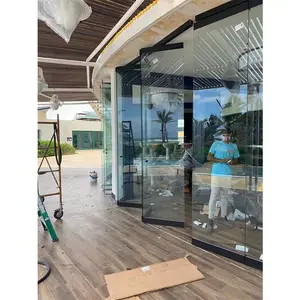 室内フレームレスガラスオフィスパーティションドア折りたたみガラスパーティションウォール透明二つ折りガラスドアディバイダーオフィス用