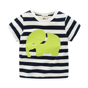 Nouveaux produits à la recherche de distributeurs : T-shirt d'été pour garçons, imprimé rayé, style coréen - Product Image 3