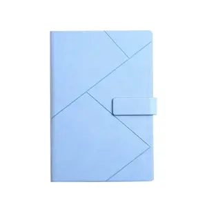 A5 100G 100Sheets PU Leather Magnet Clasp Notebook with Pen Holder