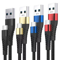 Kabel Data Pengisian Cepat 3A Tipe-C Micro USB 2024 3ft 6ft 9ft untuk Phone15 Komputer Pemindai Barcode Printer