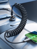 Câble USB de voiture rétractable 6A 120W à charge ultra-rapide, enroulé en spirale anti-emmêlement pour téléphones Apple 15 et Android Type-C