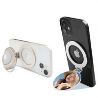 Miroir de maquillage magnétique pliable portable en métal pour iPhone Samsung, support de téléphone magnétique de bureau, vente en gros