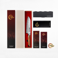 Couteau Santoku Grandsharp en acier Damas 67 couches, 7 pouces, cœur japonais AUS10, avec manche en bois de rose d'Afrique