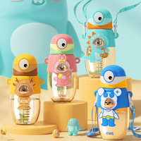 Gobelet d'apprentissage manuel en silicone pour enfants, imprimé créatif de dessin animé, à large ouverture avec pailles, portable pour l'extérieur, 0-12 mois, bouteille d'eau, tasse à eau