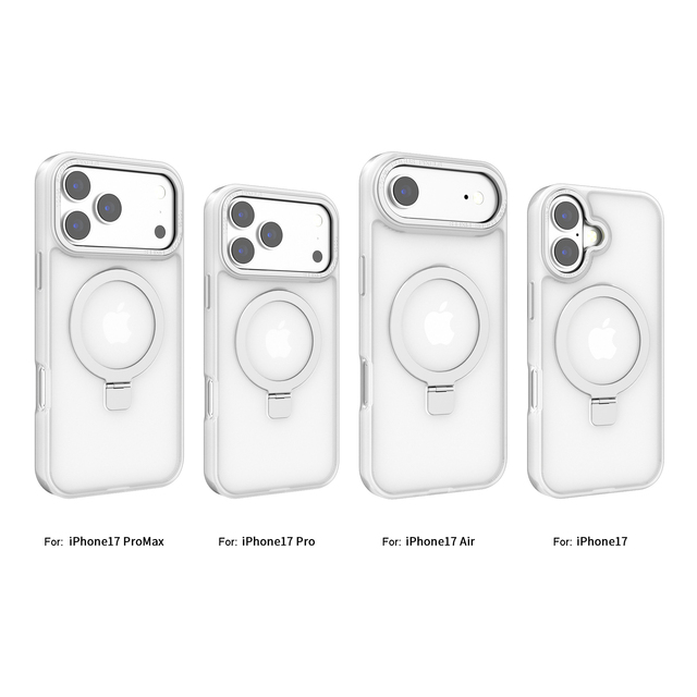 Matte Case with Magnetic Metal Phone Holder Support Wireless Charging Transparent Case for iPhone 17 Air 17 Pro Max Phone Cover