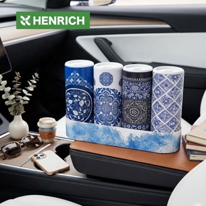 Mouchoirs en papier pour voiture 3 épaisseurs, doux et de qualité supérieure, motif floral, boîte cylindrique portable, ajustement parfait pour porte-gobelet de voiture, prix d'usine en gros - Product Image 1