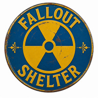 Plaque Métallique Vintage Fallout Shelter, Décoration Murale Rustique Rétro pour Garage, Bunker, Man Cave