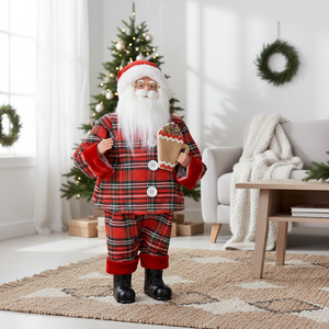 Statue de Noël Artisanale Élégante Père Noël Bordeaux 60 cm – Meilleure Vente - Product Image 1