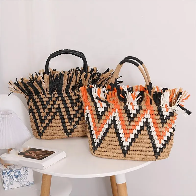 FSP111 2023 Summer Stylish New handbags Lady Trendy Fashion Straw Basket Bags lady design Tote purses For Females 2024 beach bag