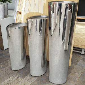 แจกันตั้งพื้นสีเงินขนาดใหญ่หรูหราทันสมัยของตกแต่งบ้านกระถางต้นไม้โลหะสำหรับตกแต่งในร่ม - Product Image 1