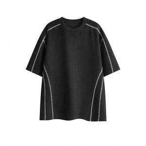 T-shirt pour homme personnalisable, streetwear de haute qualité, coupe courte, impression de logo personnalisée, anti-plis, patchwork, motif uni - Product Image 1